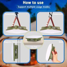 MOSLIGHTING Carregamento solar Camping Super Light with Magnet Emergency Portable Rechargeable Tent Light Work Maintenance Fishing Light Illumination 80W USB 4 Lighting Options Adjustable Light Brightness LED Lantern - Image 3