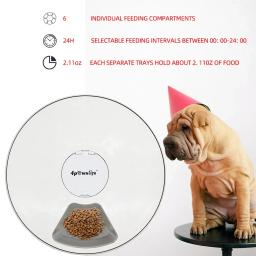 Alimentador automático do animal de estimação com sincronismo redondo, elétrico Dry Food Dispenser para cão e gato, 6 refeições, 6 grades, 24 horas Feed, Pet Supplies - Image 3