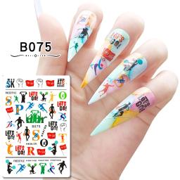 1 pçs estilo esportivo decoração da arte do prego adesivos rugby basquete futebol gamedecalques slider envolve manicure decoração fornecimento - Image 2