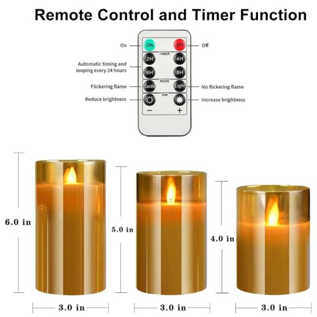 Velas LED 3D sem chama com controle remoto para decoração de festas, casamentos e aniversários