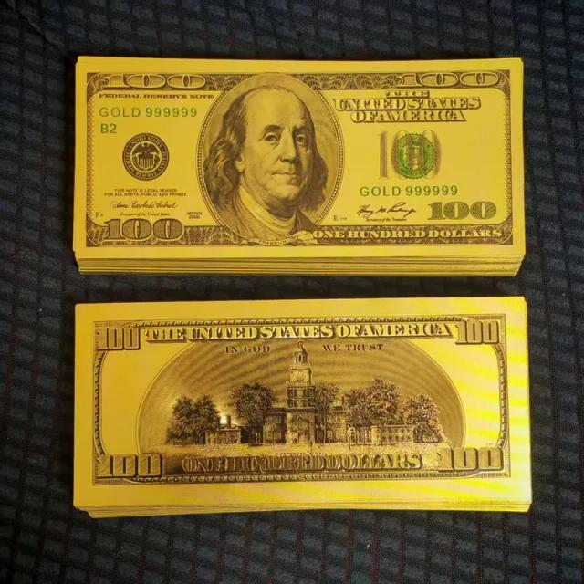 Notas Plásticas Dólar Americano 100 USD Coleção Realista 20-100 Peças