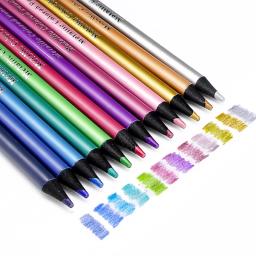 12 cor metálica lápis de cor desenho conjunto de esboço coloração lápis de cor materiais de arte de profissão para artista - Image 3