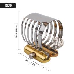 Bocal saxofone de aço inoxidável com clipe, sax ligadura peças, substituto para tenor, ouro, fácil de instalar, 67g - Image 1