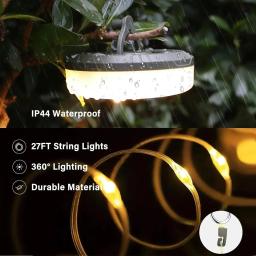 Recarregável Camping luz String com ímã gancho, lanterna LED à prova d'água, tenda ao ar livre, RGB atmosfera luz, 10m - Image 5