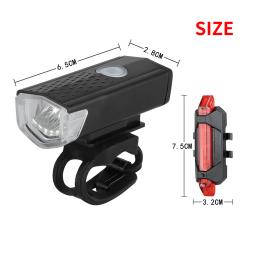 USB recarregável LED bicicleta luz conjunto, MTB Road Bike, dianteiro e traseiro farol lâmpada, ciclismo lanterna, acessórios de ciclismo - Image 2