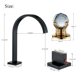 Senlesen 3 pçs conjunto de ouro torneira da bacia do banheiro três furos dupla cristal lidar com deck montado misturador água quente e fria da banheira - Image 5