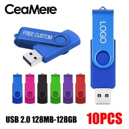 10 Pçs/lote Pen Drive logotipo Grátis 8GB 4GB 2GB 1GB USB Flash Drive 16GB Flash Disk 128MB 256MB 512MB Memória Flash Disk - Image 1