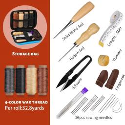 Buddur kit de ferramentas de costura de couro com linha encerada e agulhas furador profissional diy couro artesanal acessórios conjunto - Image 3