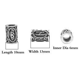 Viking Rune Metal Tubo Spacer Beads, Trança De Cabelo, Barba, Dreadlock, Pingente para Fazer Jóias DIY, Conjunto 24Pc - Image 6