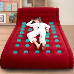 Moderno inflável cama de casal para viagens acampamento dobrável grande sofá cama para adultos crianças ao ar livre jardim mobiliário veludo couro - Image 2