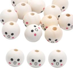 Dos Desenhos Animados Sorridente Rosto Contas De Madeira para Bordados, Artesanato DIY, Ornamentos Para Casa, Jóias Fazendo Acessórios, 10PCs, 20mm - Image 6