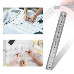 Régua Reta Dupla Lateral em Aço Inoxidável, Ferramenta de Medição de Precisão, Metal, Centímetro, Escala Inche, 15 cm, 20 cm, 30 cm, 40 cm, 50cm - Image 5