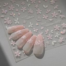 1 folha 5d colorido kawaii glitter sakura arte do prego adesivos flor auto-adesivo decorações de unhas decalques acessórios - Image 2