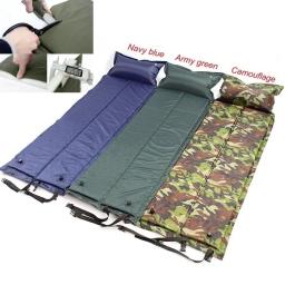 Auto-inflar ultra leve esteira de acampamento colchão de ar automático cama de acampamento esteira de piquenique dobrável almofada de dormir inflável com travesseiro - Image 2