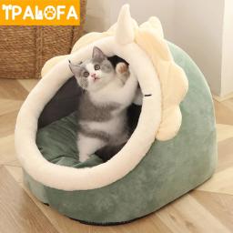 Cama dobrável macia removível e lavável do gato, Camas Semi-fechadas, Mobília da casa para grandes gatos, Inverno - Image 1