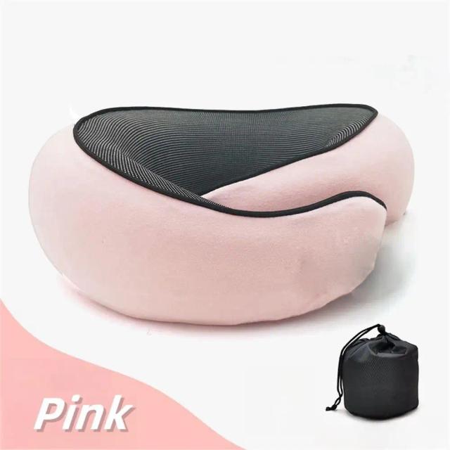 Travesseiro de Pescoço Portátil em Espuma de Memória com Formato U e Estilo Caracol para Conforto durante Viagens e Descanso de Meio-Dia