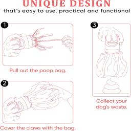 Scooper de cocô portátil com distribuidor de saco, peso leve, garra para cães, Pet Cleaner Tool - Image 4