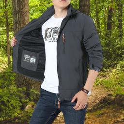 Jaquetas impermeáveis de caminhada masculinas, jaqueta tática, bolso múltiplo, com capuz, acampamento ao ar livre, casaco à prova de vento, casual, marca, primavera, outono - Image 6