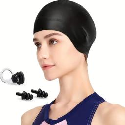 Boné de natação impermeável para homens e mulheres, 1 clipe de nariz, 2 Airplugs, 3D Rar, Design ergonômico, adultos, 1pc - Image 1