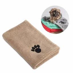 Toalha de banho bordada para animais de microfibra, super macia, absorvente, secagem rápida, grossa, cobertor para cães, roupão de banho para gatos - Image 2