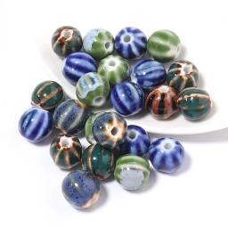 Contas de cerâmica redondas para pulseira, acessórios de jóias artesanais, cor abóbora, solto, tamanho do buraco 2,3mm, 10 pçs/lote - Image 2