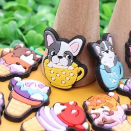 Kawaii PVC Shoe Button para Crianças, Cone, Cão, Fruta, Suco, Fivela, Gato, DIY, Case de Telefone Decorações, Fit, 1-18Pcs - Image 6