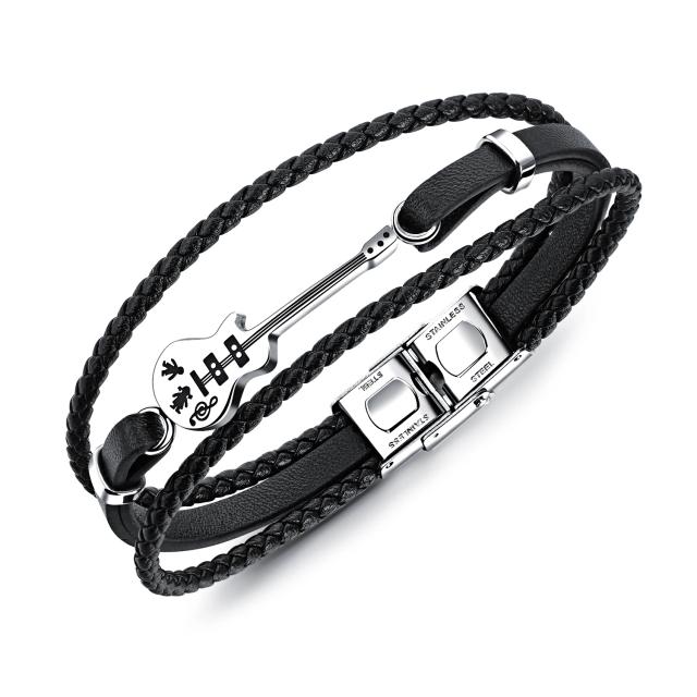 Bracelete de Couro Masculino Hip Hop Rock com Estilo Criativo - Tendência de Moda Japão e Coreia do Sul