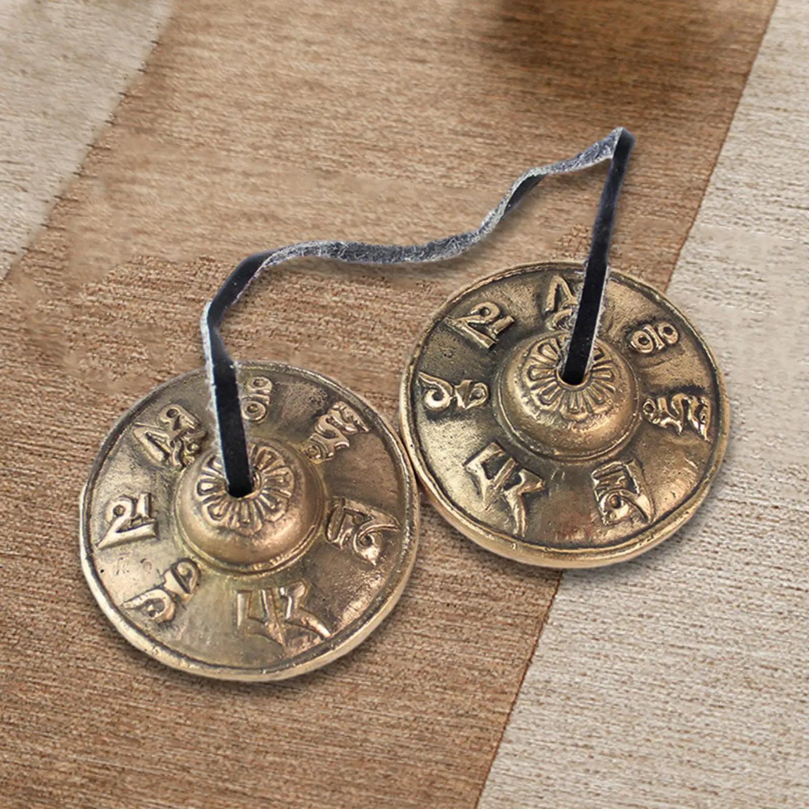Pratos tibetanos Tingsha, decoração leve para família e amigos, instrumento de percussão, sinos de meditação, 6,5 cm - Image 1