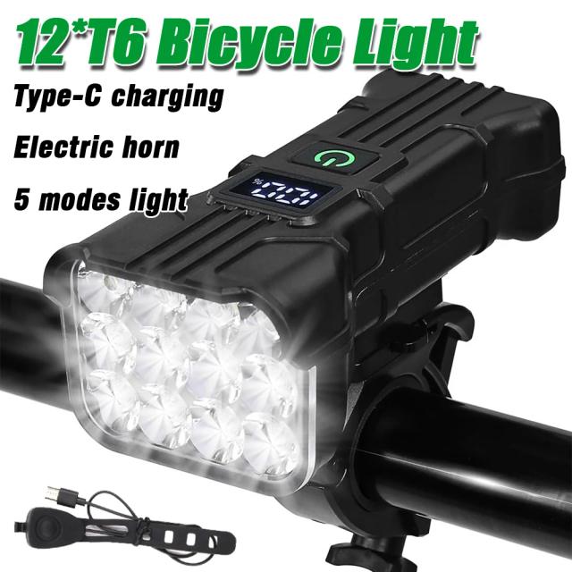 Lanterna de Bicicleta 1000 Lumens USB Recarregável Liga de Alumínio 6 Modos