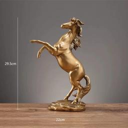 Escultura De Cavalo De Resina Criativa, Modelo De Cavalo Preto Prata Dourada, Decoração De Casa, Decoração De Animais, Sala De Estar, Artesanato De Escritório - Image 1