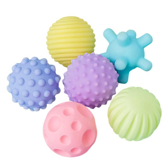Bolas Texturizadas para Bebê - Brinquedo Sensorial Montessori - Kit com 6 Unidades