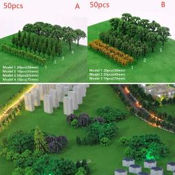 50 pçs trem artificial árvore em miniatura modelo de plástico cenário ferrovia decoração construção paisagem micro acessórios brinquedos - Image 3