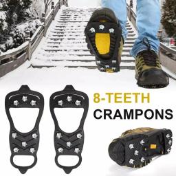 Anti-Slip Ice Cleats com 8 dentes para atividades ao ar livre, pesca de inverno e andar na neve, montanhismo Camping - Image 1