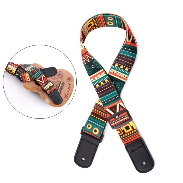 Correia Ajustável para Ukulele com Estampa Nacional e Alças de Couro Macio