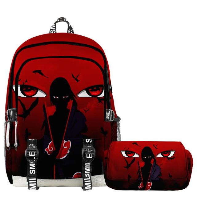 Conjunto de Mochila Escolar Naruto com Lápis para Crianças, Meninos e Meninas - Mochila de Dois Andares Impermeável em 36 Estilos