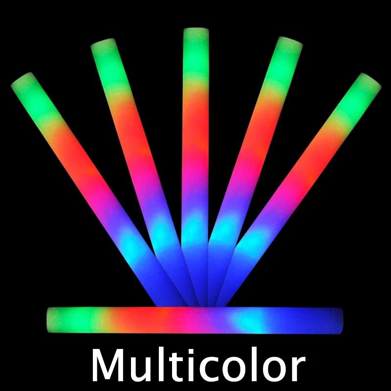 Cheer Tube Glow Sticks, Luz escura para festa, Bulk Colorido, Decoração de casamento, Espuma, LED RGB, 50Pcs - Image 1