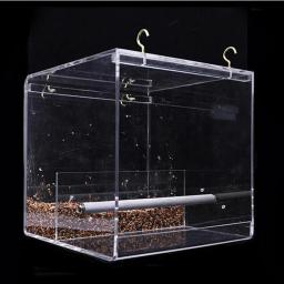 Alimentador Automático De Papagaio Acrílico, Sem Bagunça Gaiola De Pássaro, Recipiente De Alimentação De Sementes - Image 5
