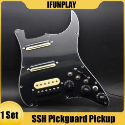 ST Guitarra Elétrica Captador de Bobina Dupla com Fiação Singlecut Carregada Pré-Fiado SSH Guitar Pickguard Scratchplate Montagem Preto - Image 1