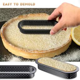 Conjunto De Moldes De Torta De Ovo Perfurado De Plástico, Bolo De Mousse Em Forma Oval Preto, Pastelaria Decorat, Ferramentas De Sobremesa Francesa Para Cozimento De Festa, 10Pcs - Image 3