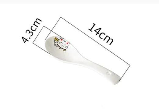 Colher de sopa de cerâmica, 14cm, branca, japonesa, osso de gato, china, utensílios de cozinha, restaurante, louças - Image 1