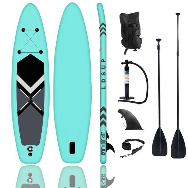 Prancha Inflável Stand Up Paddle Board Completa com Paddle, Cauda Fin, Corda de Pé e Inflador para Surf e Esportes Aquáticos
