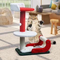 Natal Cat Scratcher Post para gatos de interior, Coçar a tábua, Pet Shop, Jogando a cama, Casa, Interativo Grinding Claw Rest - Image 5