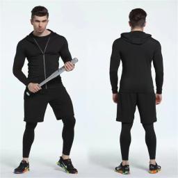 Terno esportivo masculino ginásio de fitness compressão conjunto roupas esportivas correndo jogging esporte wear roupas exercício rashguard mma treino masculino - Image 5
