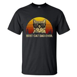 Gatos engraçados imprimir camiseta masculina melhor gato pai sempre balck camiseta masculina moda topos gato animal bonito unisex topos de algodão puro tshirts - Image 1