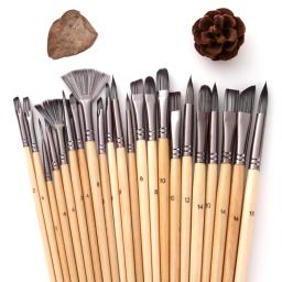24 pçs profissional pintura pincel artistas kit para iniciante aquarela óleo pedra rocha pintura da lona dropship - Image 4