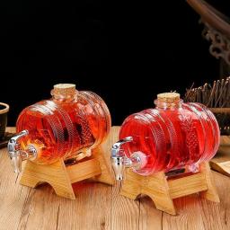 Barril De Vidro De Uísque, Barril De Vinho, Garrafa De Cerveja, Fruta Envelhecimento, Álcool, Recipiente De Armazenamento De Mel, Ferramenta Base Faucet Bar, 1L - Image 2