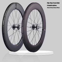 CSC 700C Pista de rodas de bicicleta de carbono engrenagem fixa flip flop 38mm 50mm 60mm 88mm de profundidade 25mm de largura clincher tubeless roda de bicicleta - Image 1