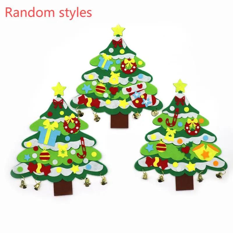 Diy feltro conjunto de árvore de natal decorações de natal pendurado na parede ornamentos presentes para crianças decorações de porta de casa de natal - Image 1