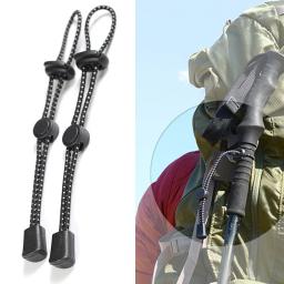 2 pçs corda elástica mochila bengala titular ajustável trekking caminhadas pólo fixação gravata corda para acampamento caminhadas mochila - Image 1