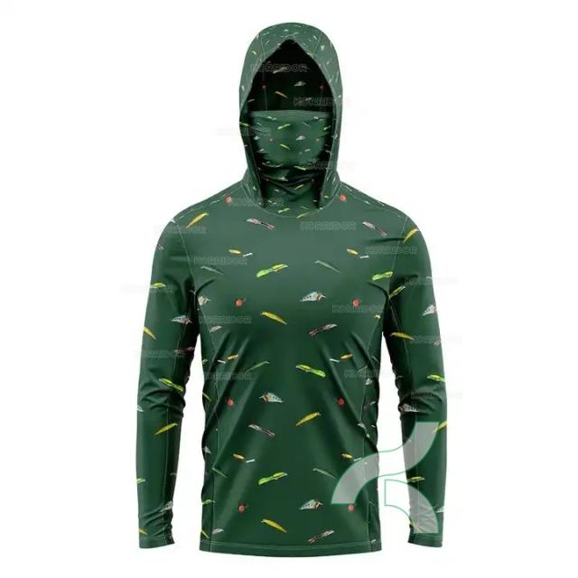 Camisa de Pesca Masculina HUK de Manga Comprida com Máscara Facial e Proteção Solar para Atividades ao Ar Livre no Verão